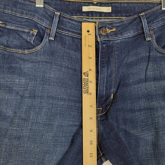 Levis Mid Rise Skinny Jeans Womens Plus 18 Dark Blue Stretchy Classic Boot Jeans - Picture 6 of 9